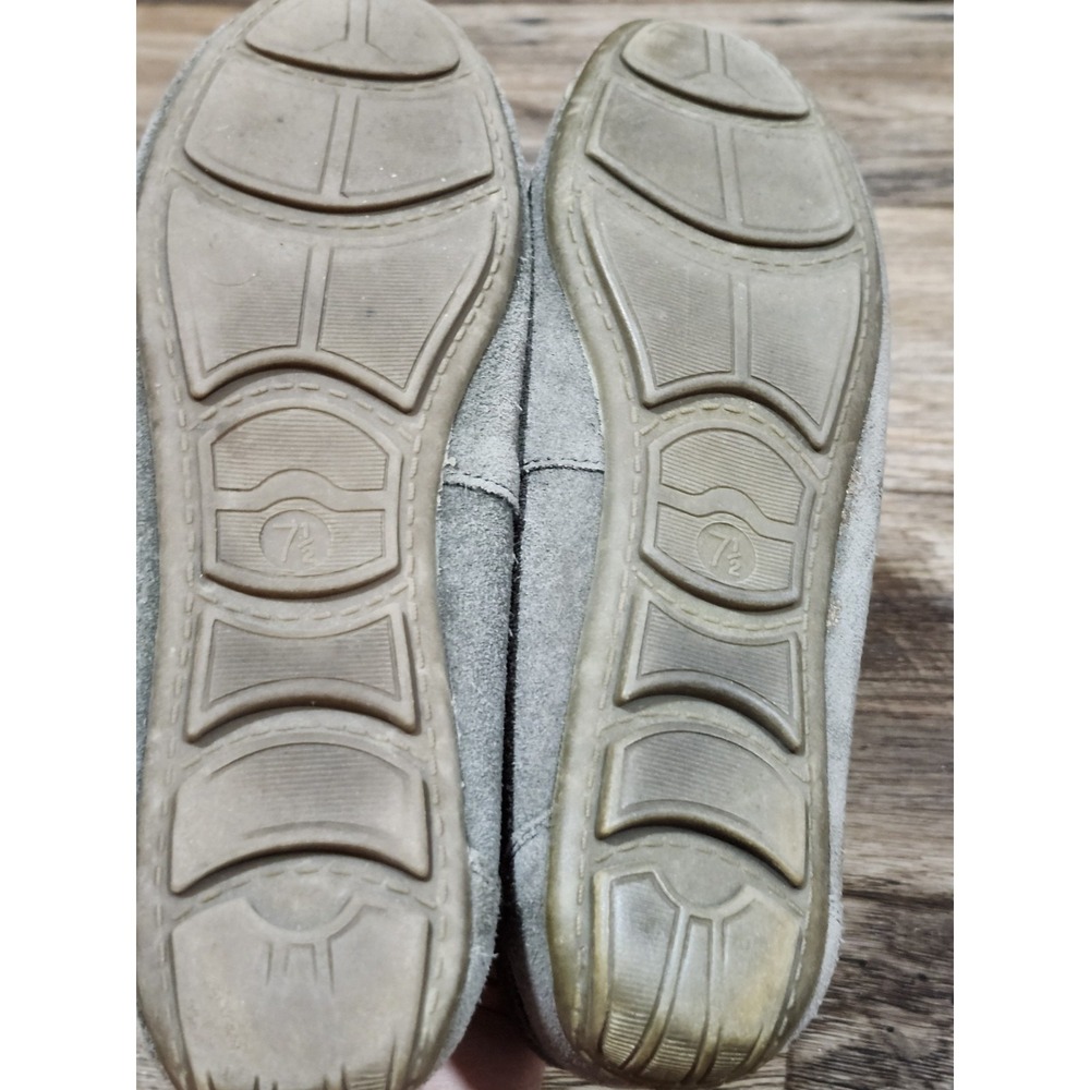 Suede Gray Womens Moccasins - Picture 7 of 8
